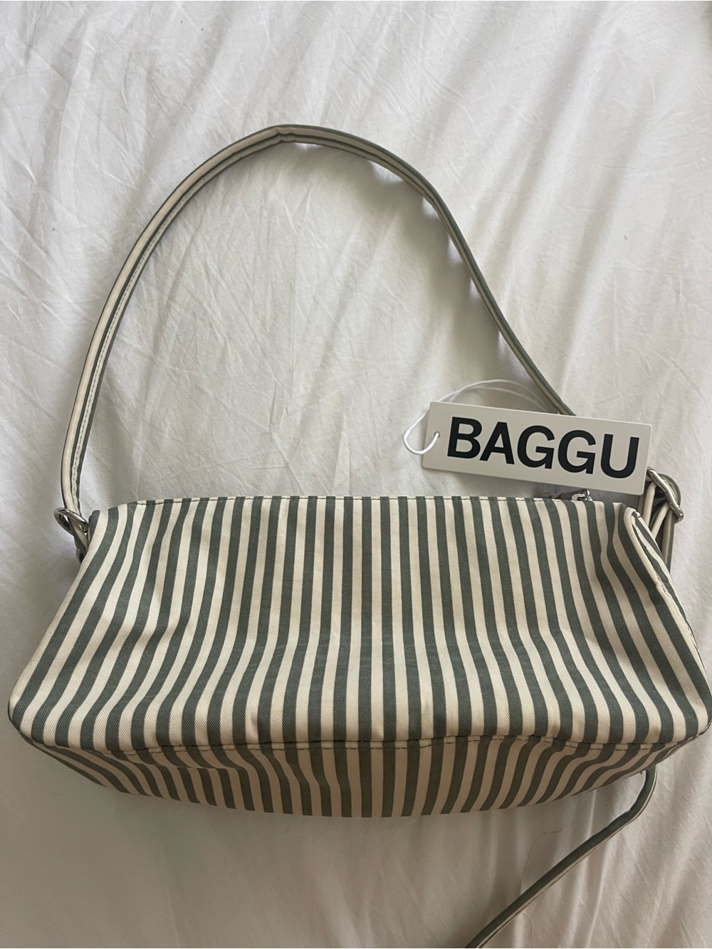 BAGGU Nylon Loaf Bag - SAGE STRIPE